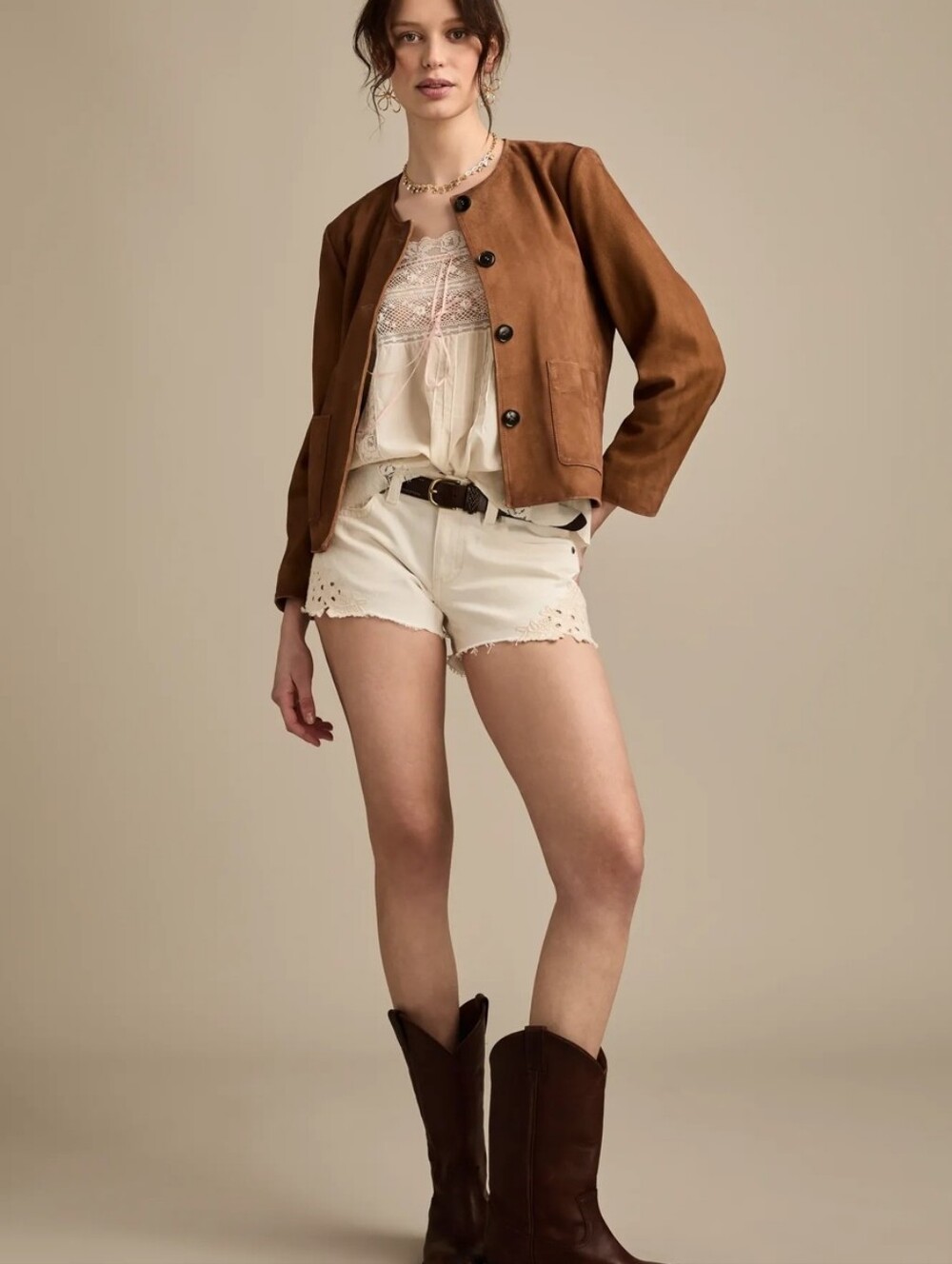 Lucky Brand "The Cut Off"  White Fray Hem Festival Summer Style Shorts. Size 4